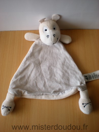 H et m Hippopotame Ecru beige blanc rayures - Très bon état