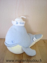 Van de walle Baleine Bleu jaune brodé je t'aime sur le chapeau blanc - Très bon état