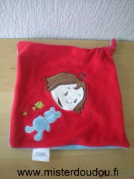 Societe générale Bonhomme Rouge tête enfant avec ours bleu dessous - Très bon état