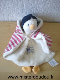 Moulin roty Canard Séraphin ecru dessus rayé gris rose dessous - Très bon état