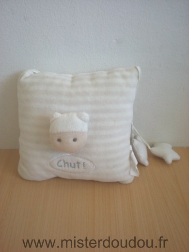 Marque Inconnue Carre Rayé beige blanc tête de mouton "chut " - Très bon état