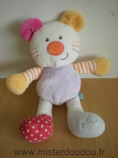 Bébérêve Chat Mauve blanc jaune rose - Très bon état