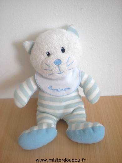 Luminou Chat Blanc rayé bleu - Très bon état