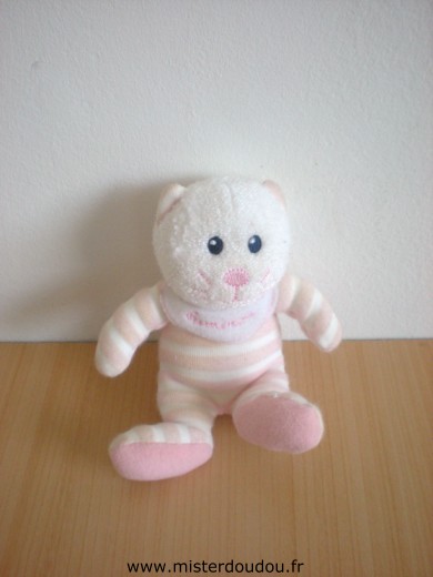 Luminou Chat Rayé rose blanc - Très bon état
