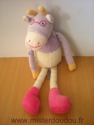 Moulin roty Chevre Mauve blanc lunettes - Très bon état