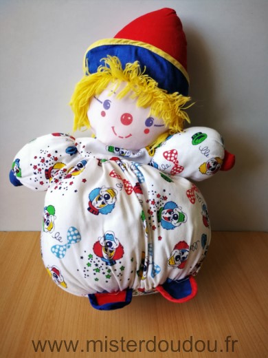 Corolle Clown Blanc rouge tetes de clown - Très bon état
