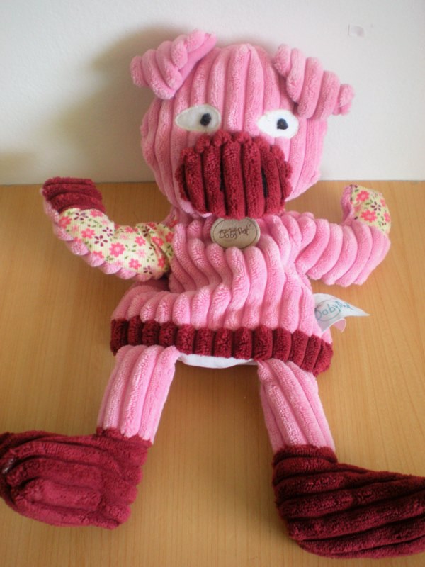 Baby nat Cochon Rose rouge fleurs - Très bon état