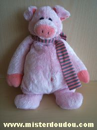 Lascar Cochon Rose écharpe rayée rose gris - Très bon état