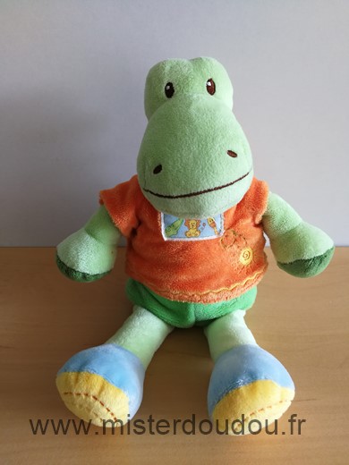 Nicotoy Crocodile Vert orange ma petite tribue - Très bon état