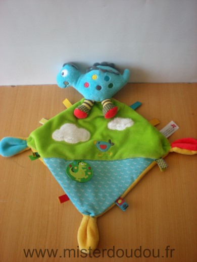 Nicotoy Dinosaure Bleu vert jaune nuages - Très bon état