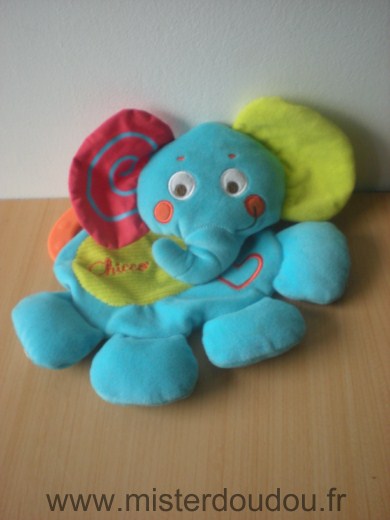 Chicco Eléphant Bleu vert rouge anneau dentaire - Très bon état