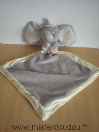 Disney Eléphant Dumbo gris avec mouchoir velour gris - Très bon état