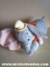 Disney Eléphant Gris col orange chapeau jaune - Très bon état