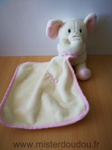 Fao baby Eléphant Ecru mouchoir ecru rose - Très bon état