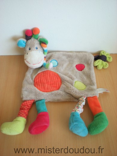 Nicotoy Girafe Beige rond de couleurs echarpe rayee - Très bon état