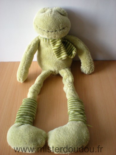 Histoire d ours Grenouille Frimousses chaussettes vert echarpe à rayures - Très bon état