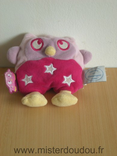 Doudou et compagnie Hibou Rose etoiles blanches - Très bon état