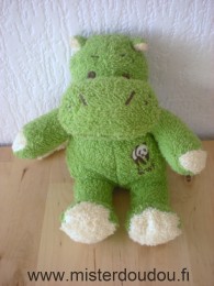Anna club plush Hippopotame Tissus éponge vert blanc wwf - Bon état