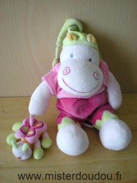 Nattou Hippopotame Rose bonnet vert - Bon état