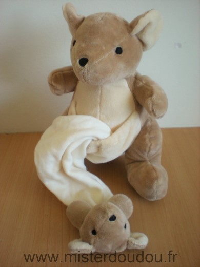 Nature et découvertes Kangourou Beige ecru mouchoir blanc tete bebe kangourou - Très bon état