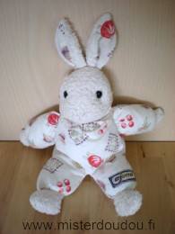 Ajena Lapin Ecru blanc motifs légumes - Très bon état