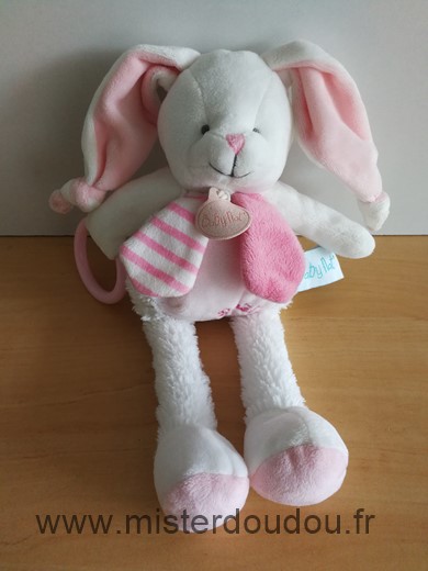 Baby nat Lapin Blanc rose anneau pouet - Très bon état