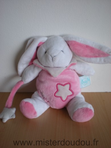Baby nat Lapin Blanc rose etoile luminscent - Très bon état