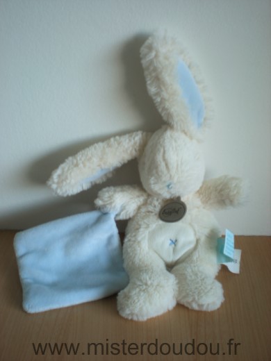 Baby nat Lapin Ecru mouchoir bleu - Très bon état