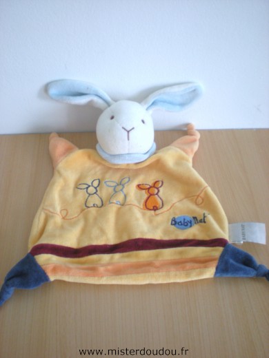 Baby nat Lapin Jaune orange bleu avec 3 lapins brodés - Très bon état
