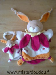 Doudou et compagnie Lapin Blanc orange rouge jaune - Très bon état