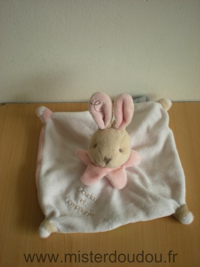 Doudou et compagnie Lapin Blanc rose - Très bon état
