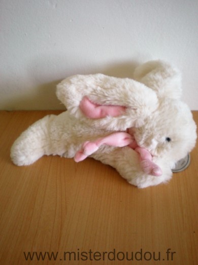 Doudou et compagnie Lapin Ecru rose - Très bon état