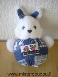 Galipette Lapin Bleu peluche blanche - Très bon état