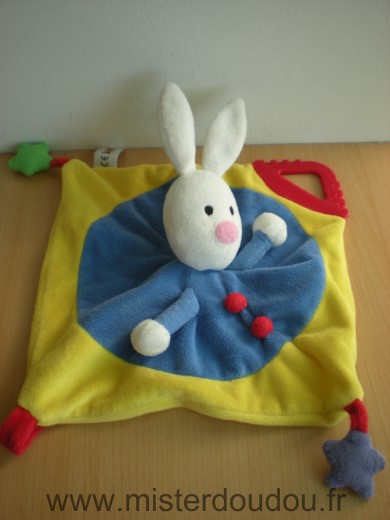 Hopla Lapin Bleu jaune anneau dentaire rouge - Bon état