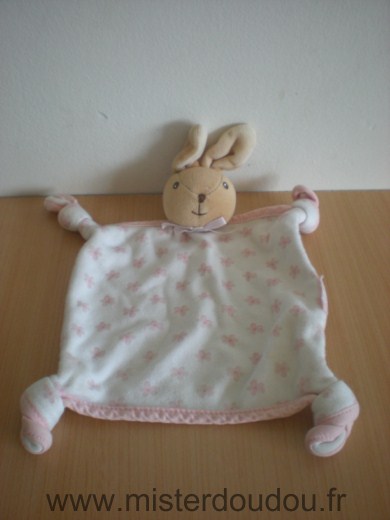 Kaloo Lapin Blanc liseret rose, motifs fleurs roses - Très bon état