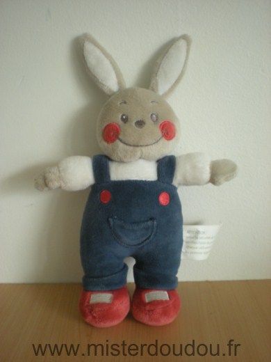 Kimbaloo Lapin Beige blanc salopette bleu - Très bon état