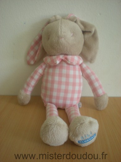 Klorane Lapin Beige carreau rose - Très bon état