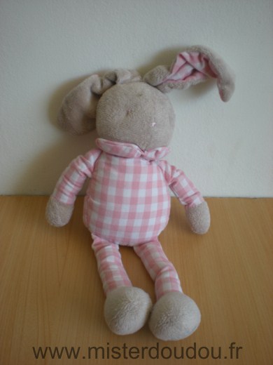 Klorane Lapin Beige carreaux roses blanc - Très bon état