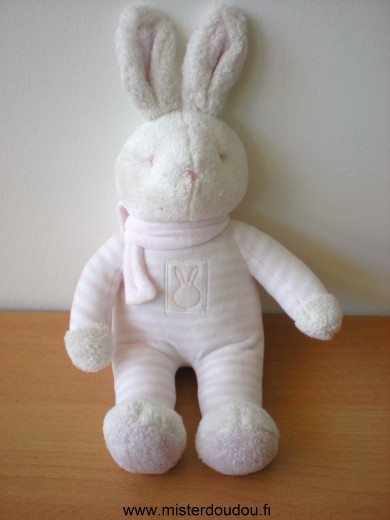 Klorane Lapin Rayé rose blanc echarpe rose - Très bon état
