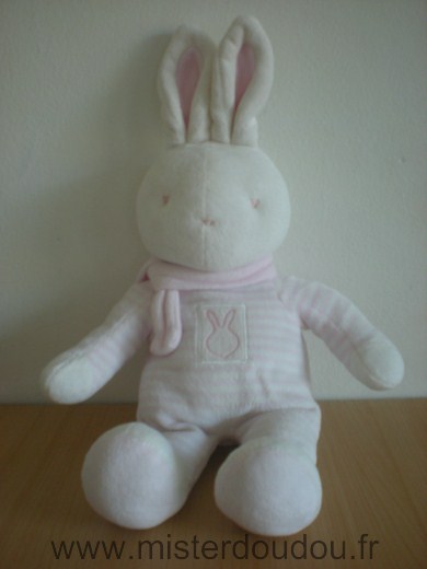 Klorane Lapin Raye rose blanc en velours - Très bon état