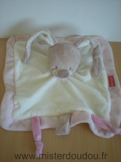 Nattou Lapin Beige blanc rose - Très bon état