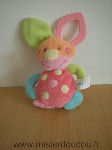 Nattou Lapin Rose vert bleu oreille en anneau dentaire - Bon état