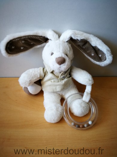 Nicotoy Lapin Blanc beige balle anneau - Très bon état