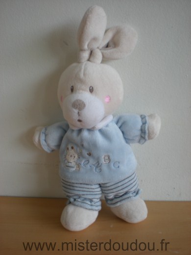 Nicotoy Lapin Bleu blanc motif lapin a b c - Très bon état