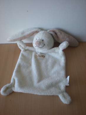 Nicotoy Lapin Ecru motif trois petits personnages - Très bon état