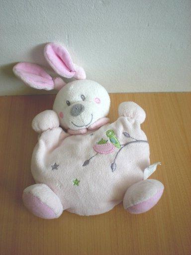 Nicotoy Lapin Rose motifs oiseau nid branche - Très bon état