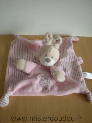 Nicotoy Lapin Rose raye motif lapin - Très bon état