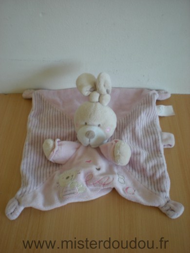 Nicotoy Lapin Rose raye motif lapin a b c - Très bon état