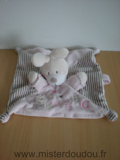 Nicotoy Lapin Rose rayures motifs lapin a b c - Très bon état
