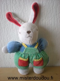 Nounours Lapin Bleu salopette verte - Mauvais état
